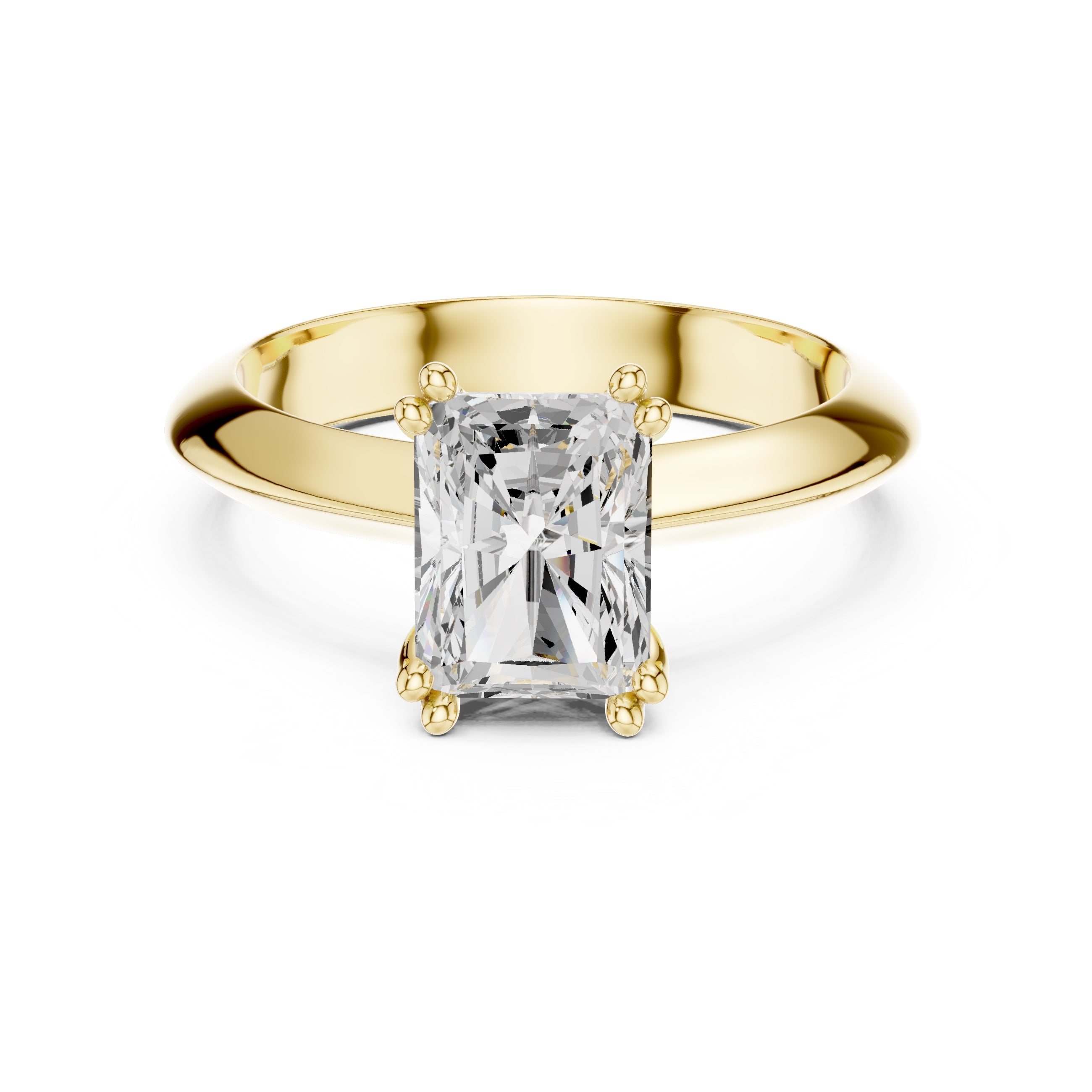 1.50 ct Twin-Claw Classic Ring 1.5ct Yellow Gold Radiant