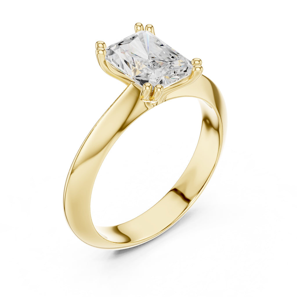 1.50 ct Twin-Claw Classic Ring 1.5ct Yellow Gold Radiant