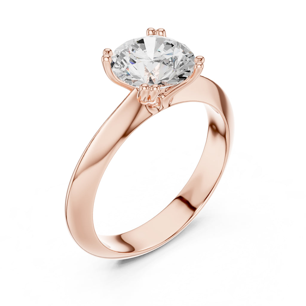 1.50 ct Twin-Claw Classic Ring 1.5ct Rose Gold Round