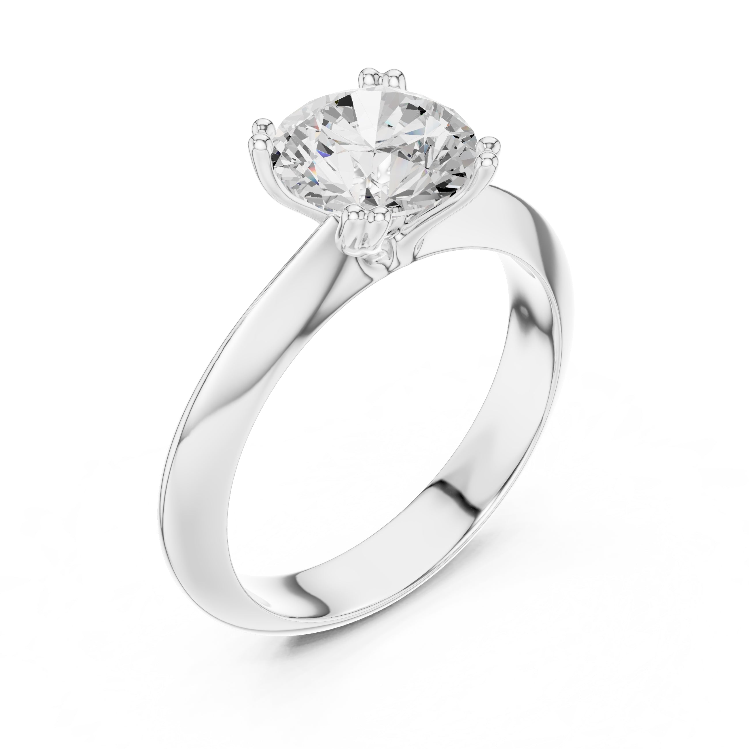 1.50 ct Twin-Claw Classic Ring 1.5ct White Gold Round