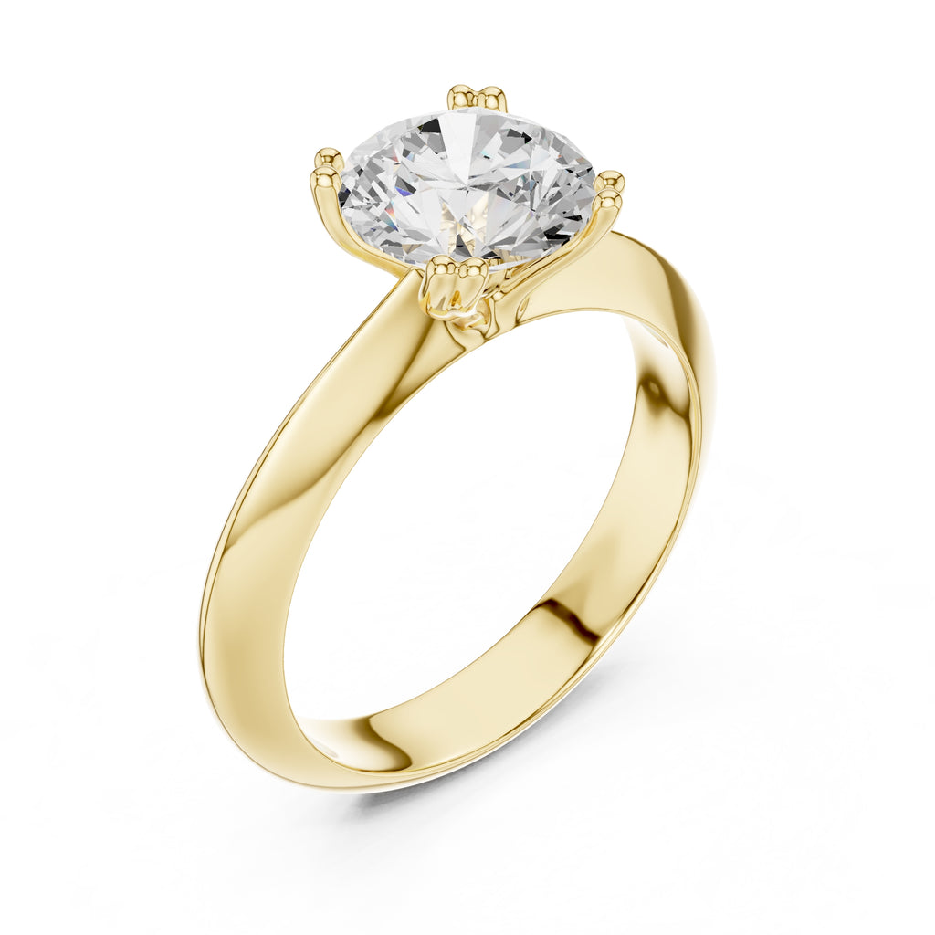 1.50 ct Twin-Claw Classic Ring 1.5ct Yellow Gold Round