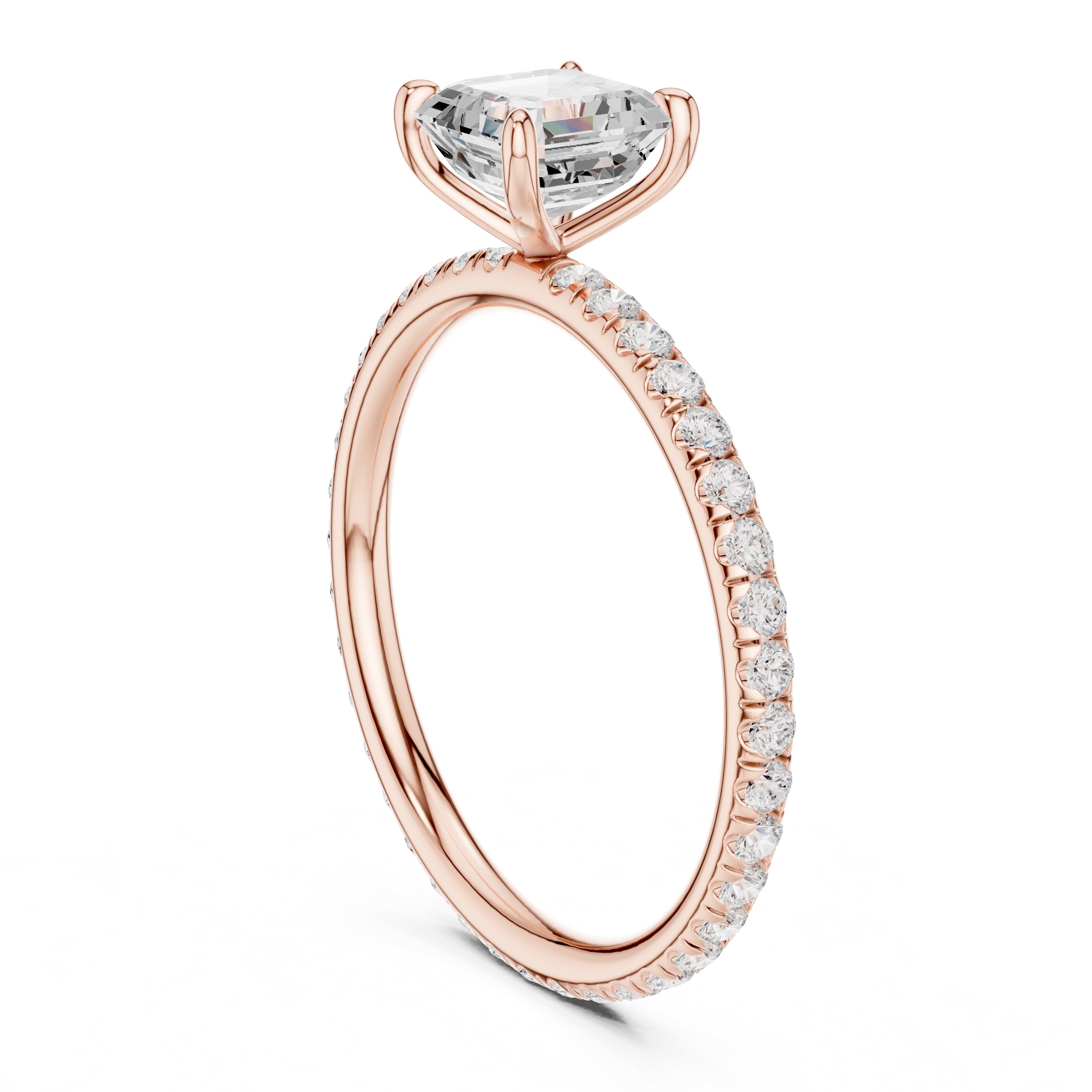 1.00 ct Classic Pavé Solitaire 1ct Rose Gold Asscher