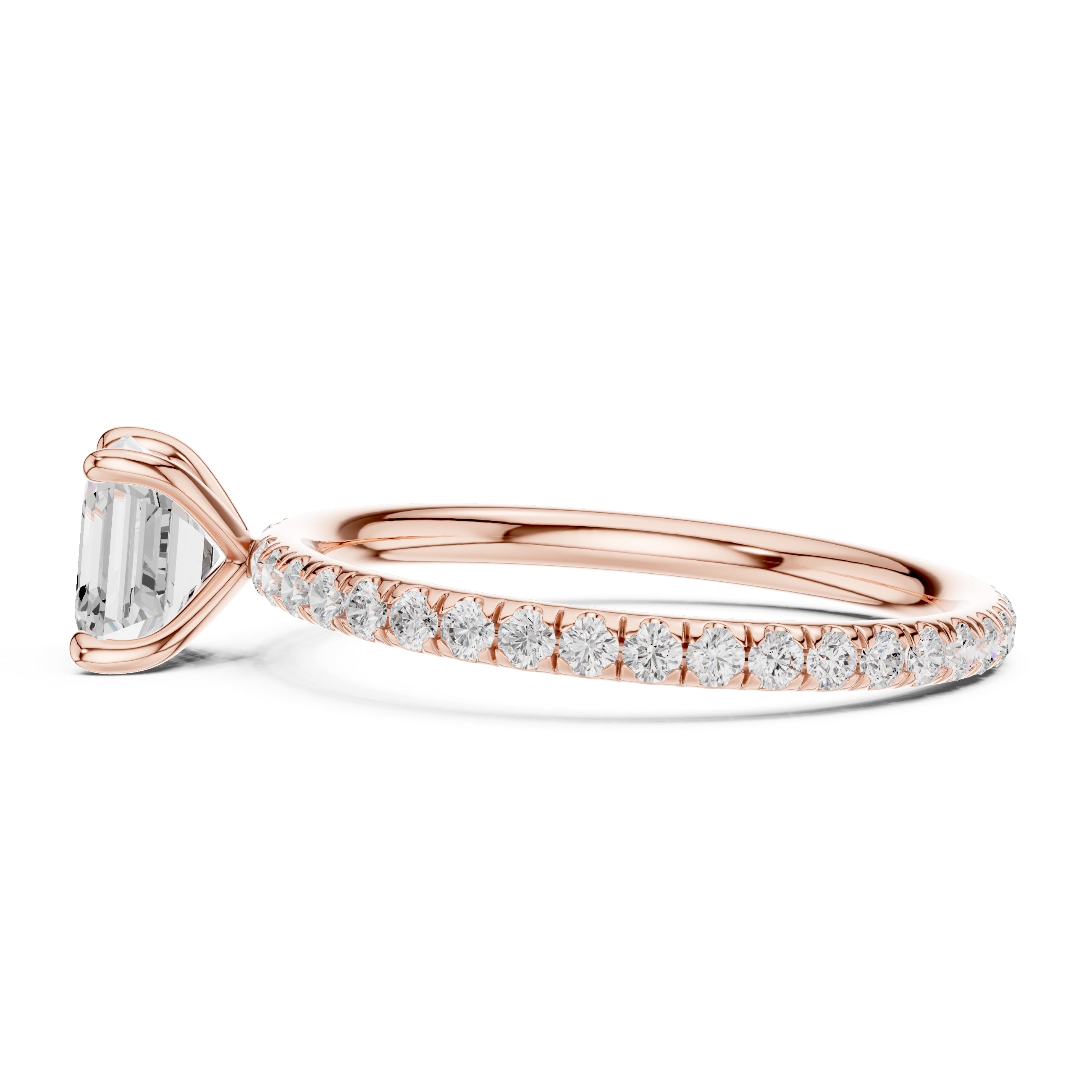 1.00 ct Classic Pavé Solitaire 1ct Rose Gold Asscher