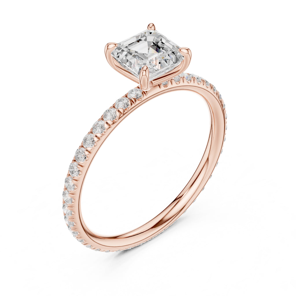 1.00 ct Classic Pavé Solitaire 1ct Rose Gold Asscher
