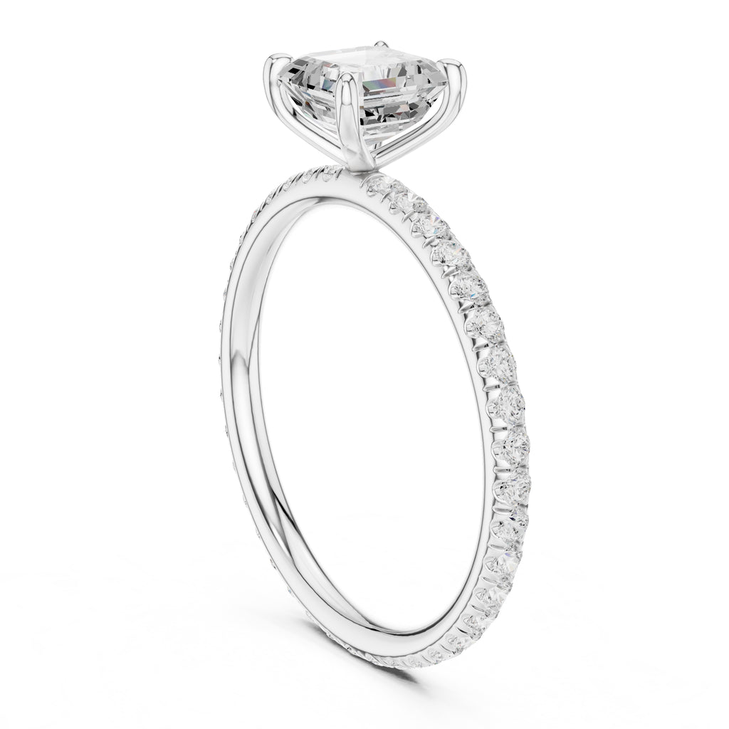 1.00 ct Classic Pavé Solitaire 1ct White Gold Asscher