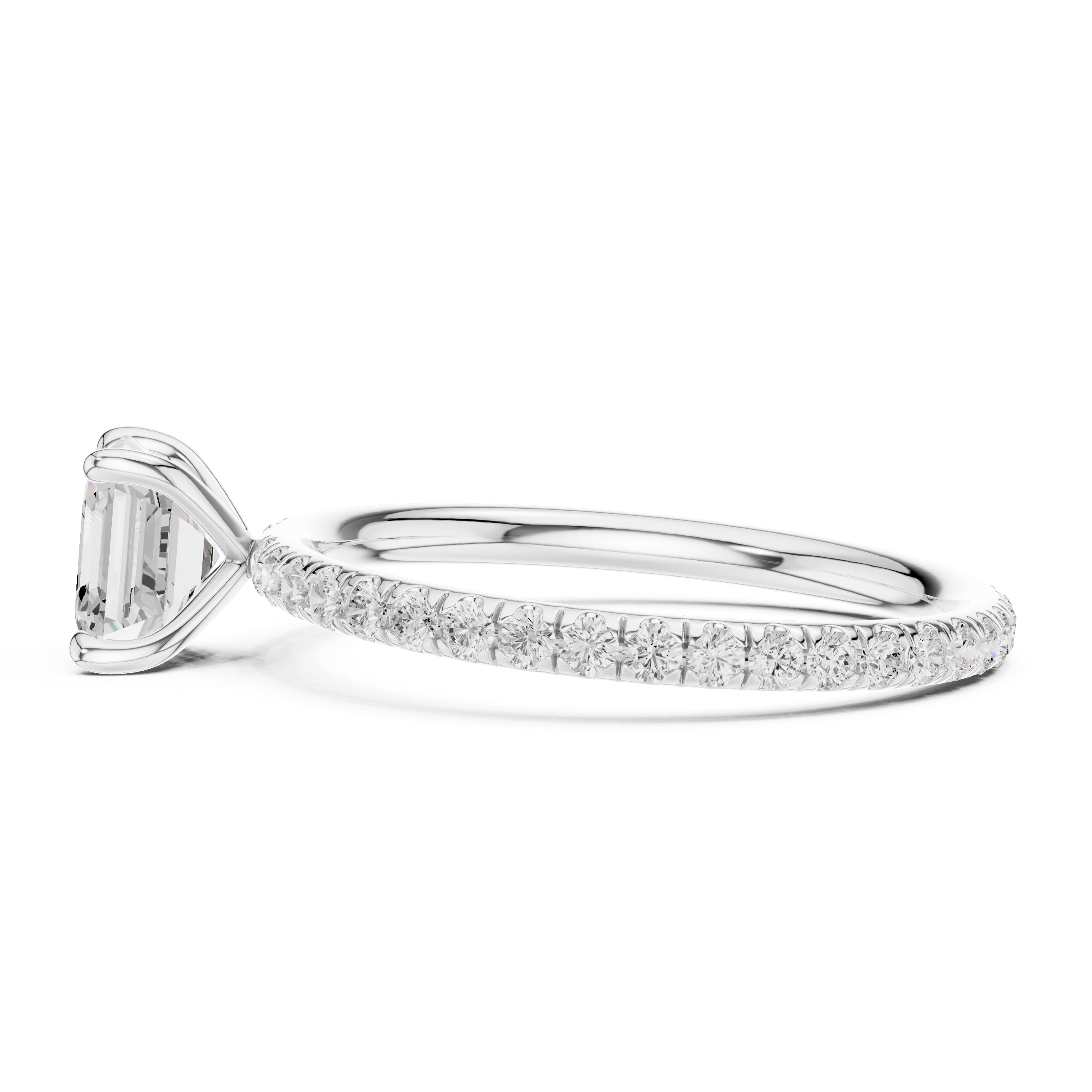1.00 ct Classic Pavé Solitaire 1ct White Gold Asscher