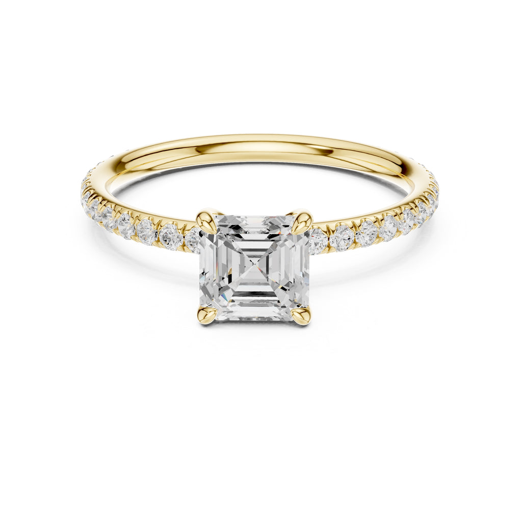 1.00 ct Classic Pavé Solitaire 1ct Yellow Gold Asscher