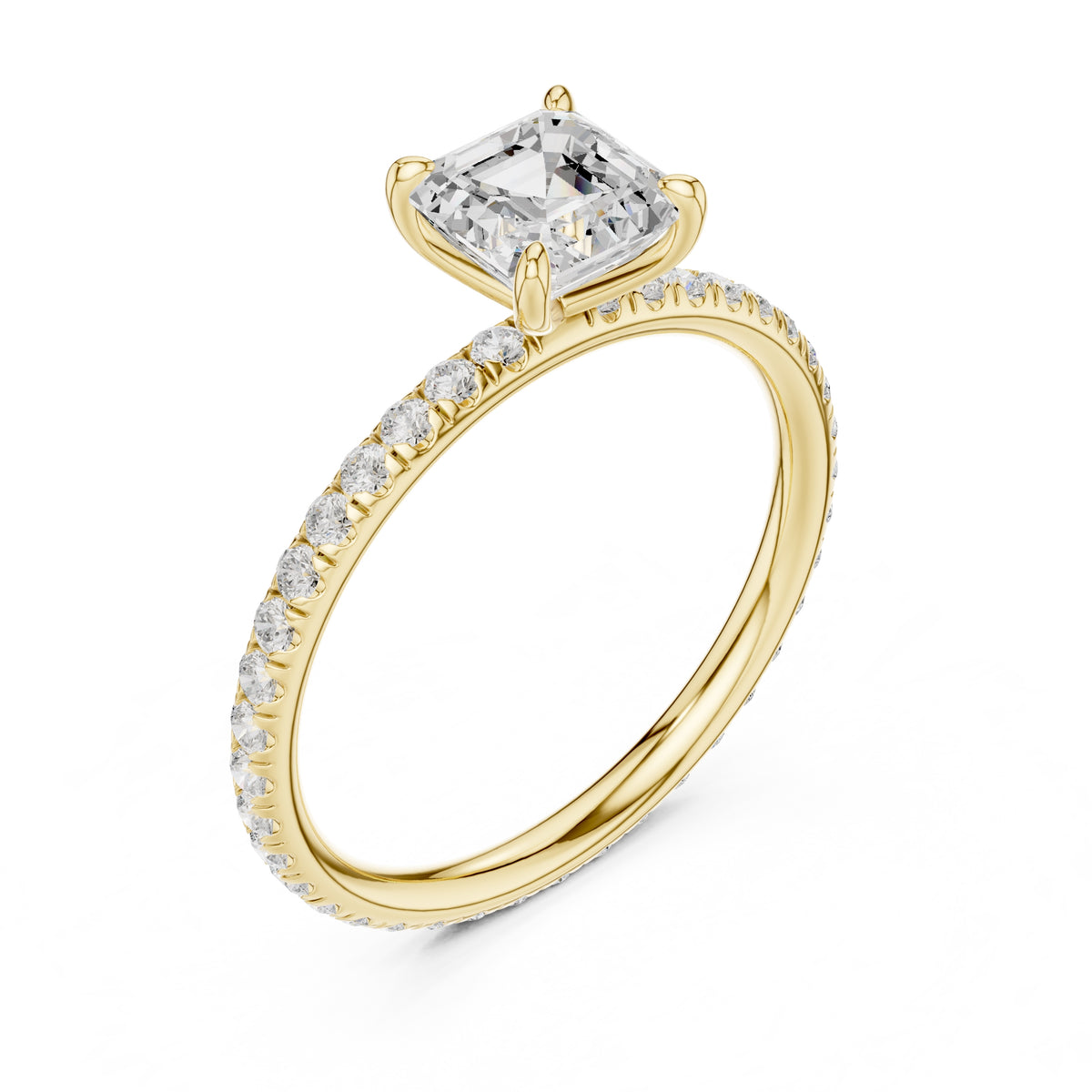 1.00 ct Classic Pavé Solitaire 1ct Yellow Gold Asscher