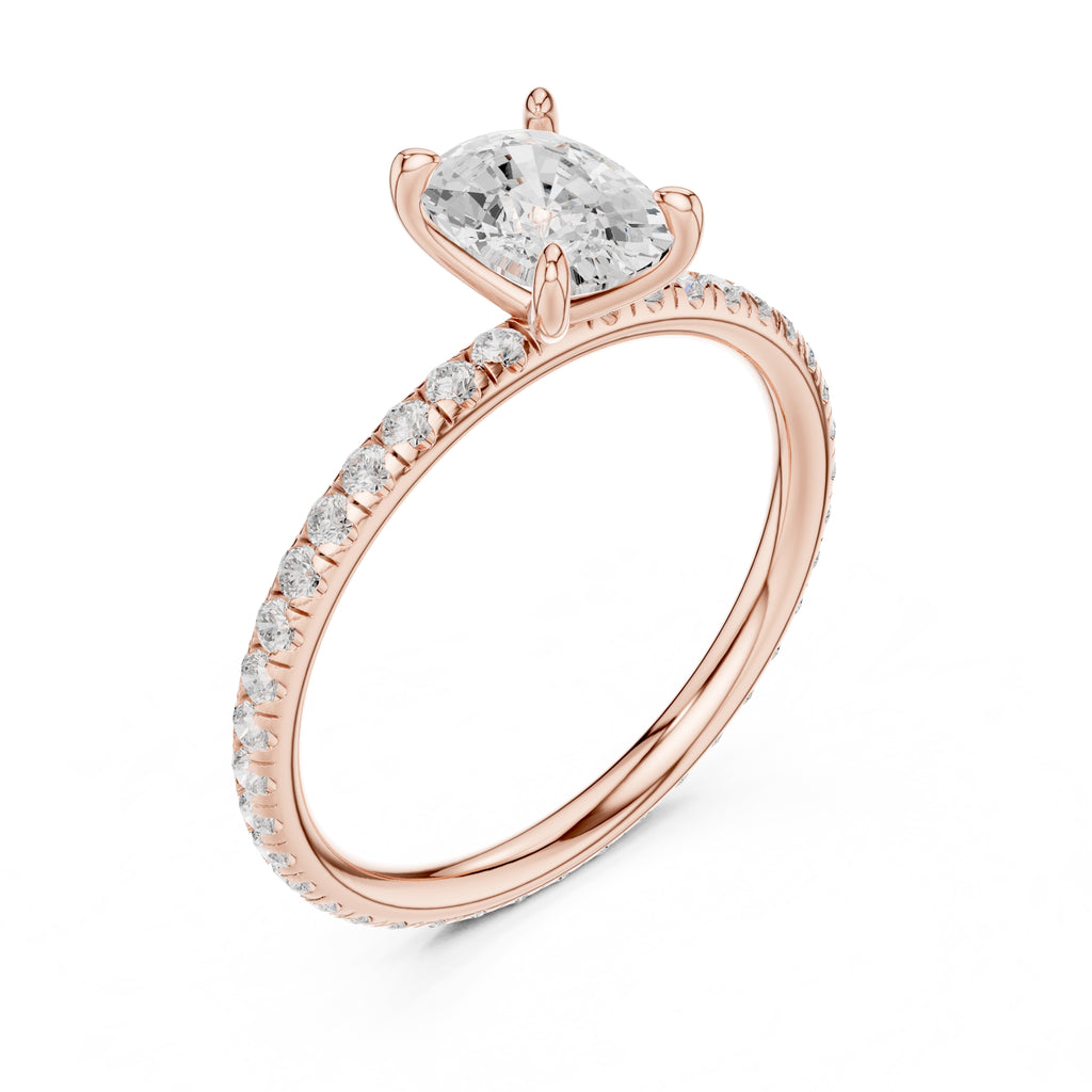 1.00 ct Classic Pavé Solitaire 1ct Rose Gold Cushion