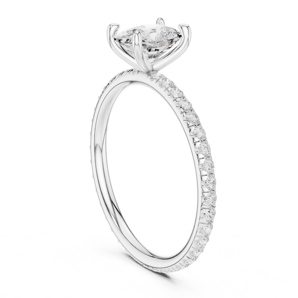 1.00 ct Classic Pavé Solitaire 1ct White Gold Cushion