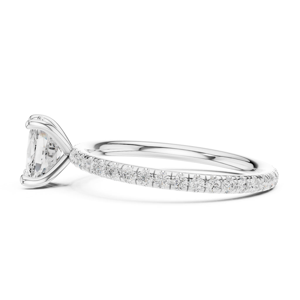 1.00 ct Classic Pavé Solitaire 1ct White Gold Cushion