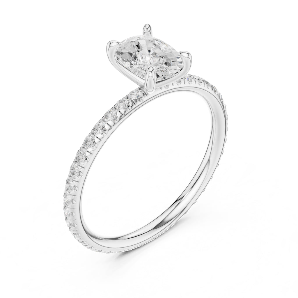 1.00 ct Classic Pavé Solitaire 1ct White Gold Cushion