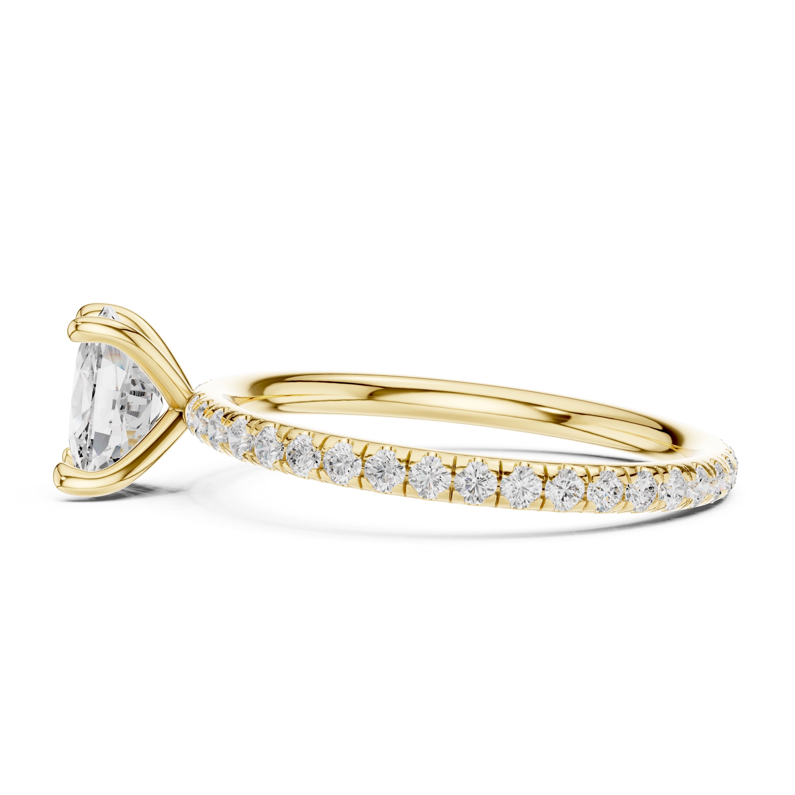 1.00 ct Classic Pavé Solitaire 1ct Yellow Gold Cushion