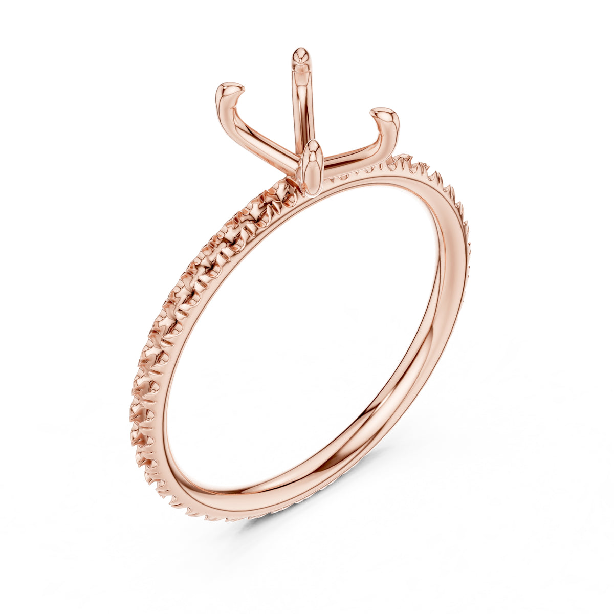1.00 ct Classic Pavé Solitaire 1ct Rose Gold Emerald