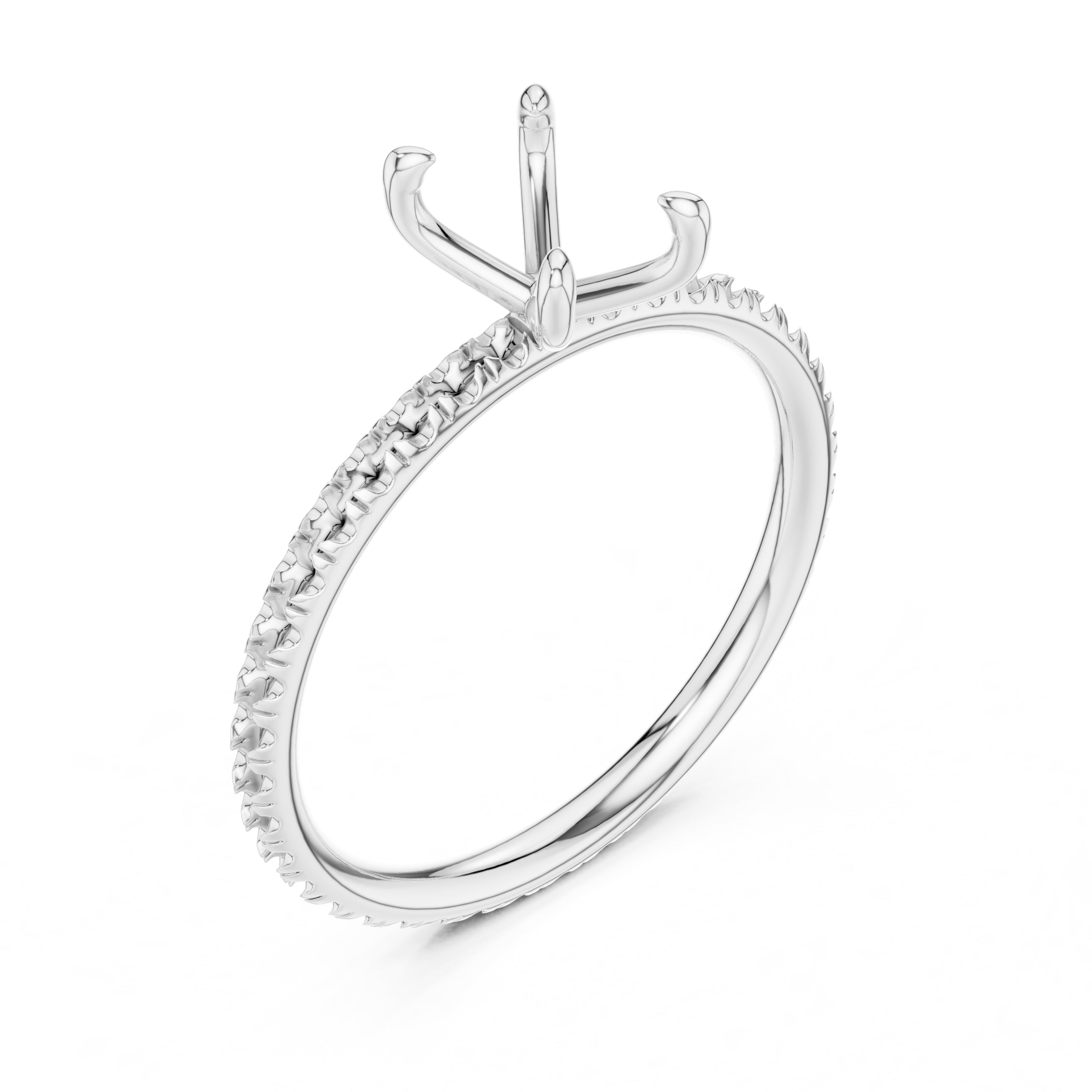 1.00 ct Classic Pavé Solitaire 1ct White Gold Emerald