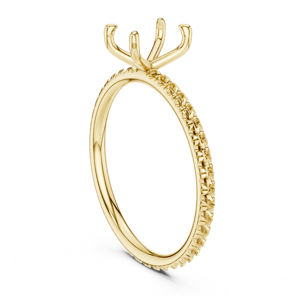 1.00 ct Classic Pavé Solitaire 1ct Yellow Gold Emerald