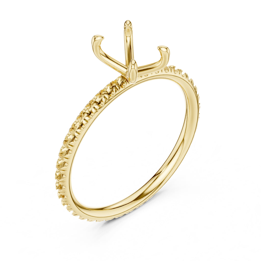 1.00 ct Classic Pavé Solitaire 1ct Yellow Gold Emerald
