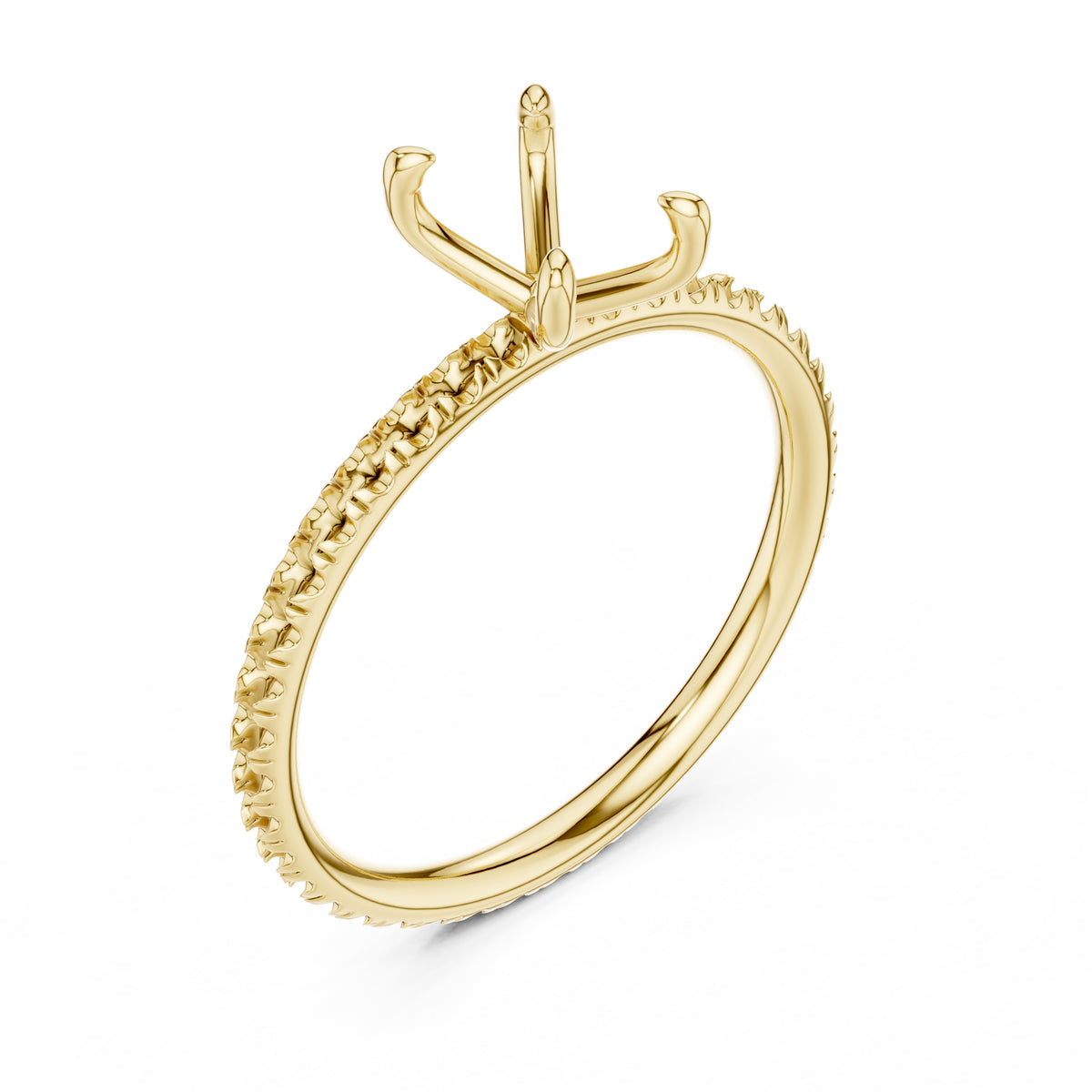 1.00 ct Classic Pavé Solitaire 1ct Yellow Gold Emerald