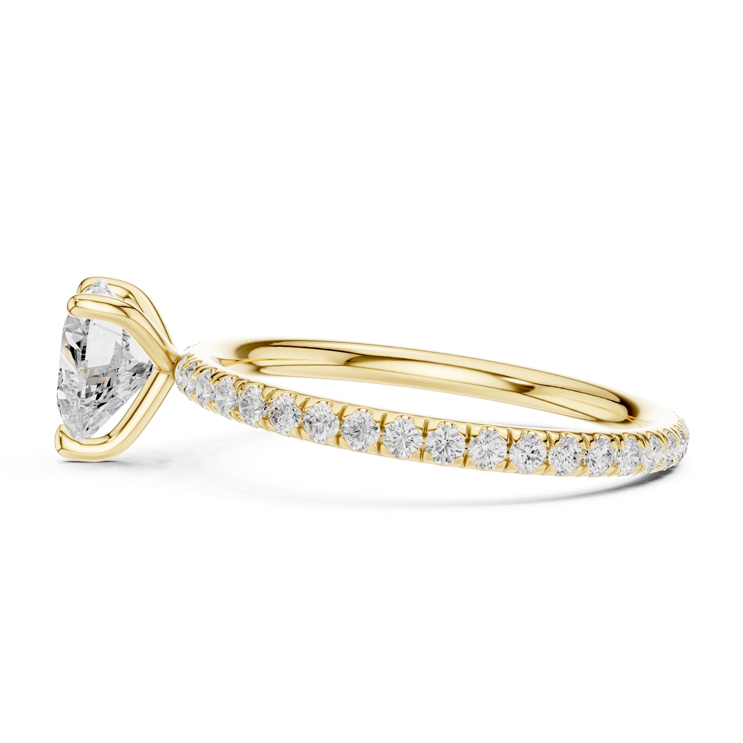 1.00 ct Classic Pavé Solitaire 1ct Yellow Gold Heart
