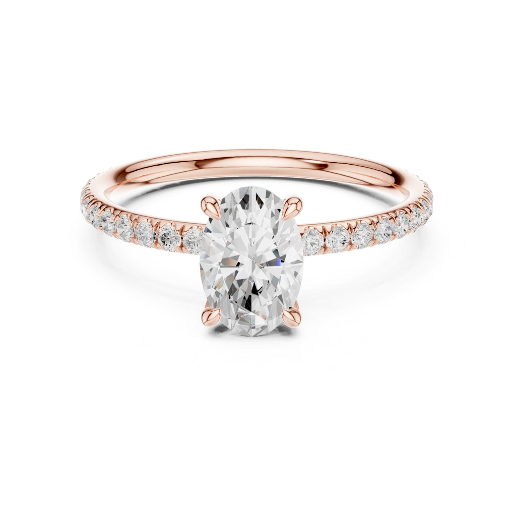 1.00 ct Classic Pavé Solitaire 1ct Rose Gold Oval