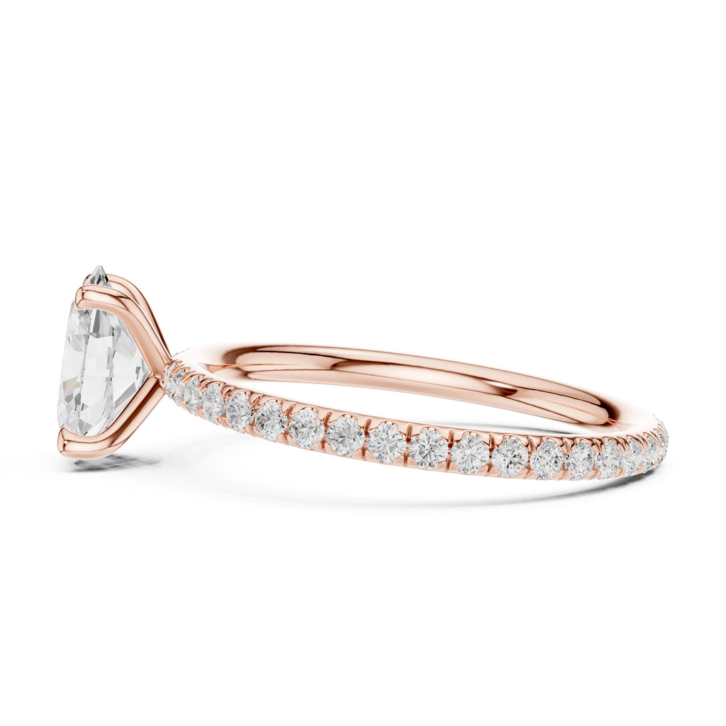 1.00 ct Classic Pavé Solitaire 1ct Rose Gold Oval