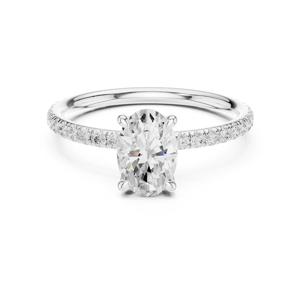 1.00 ct Classic Pavé Solitaire 1ct White Gold Oval