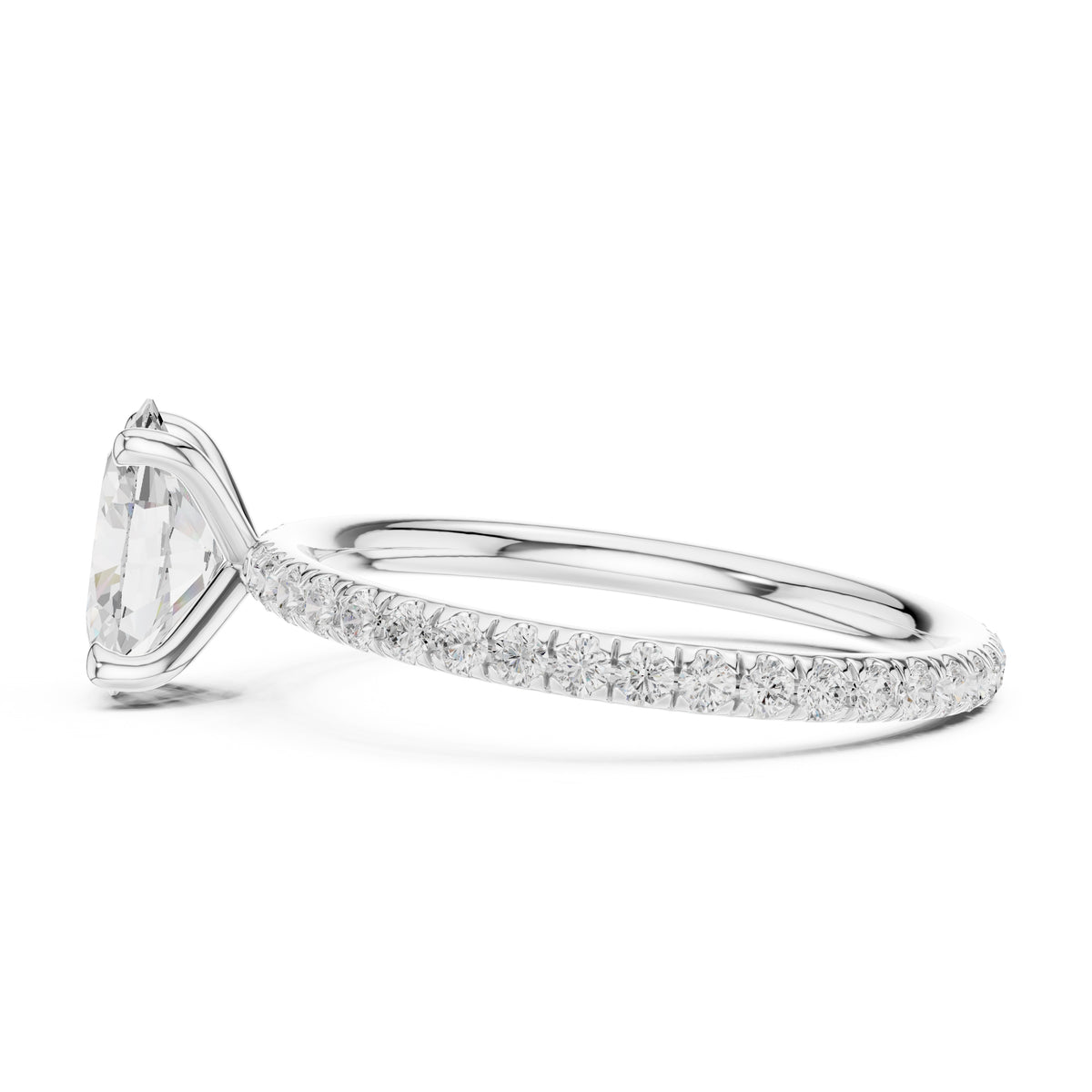 1.00 ct Classic Pavé Solitaire 1ct White Gold Oval