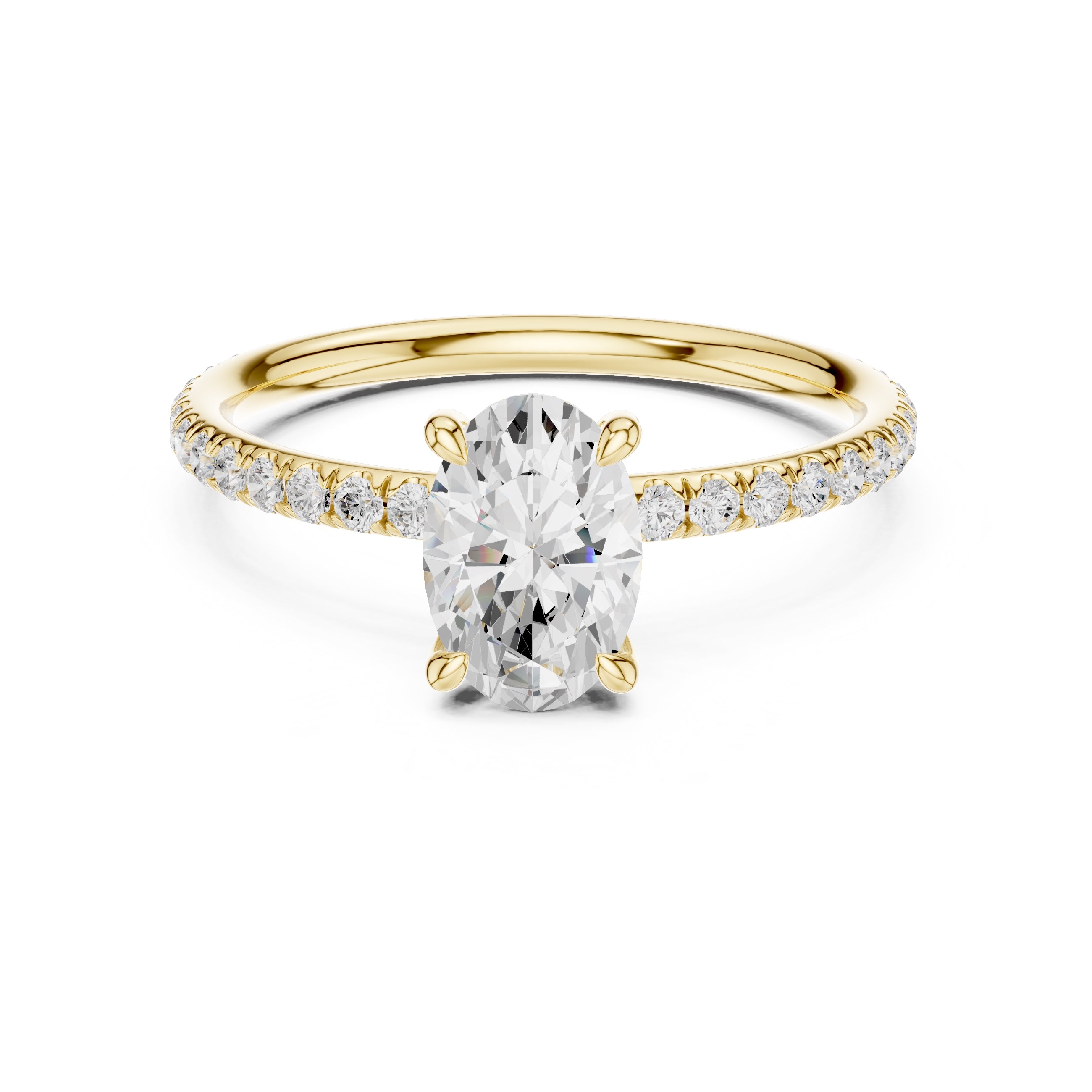 1.00 ct Classic Pavé Solitaire 1ct Yellow Gold Oval