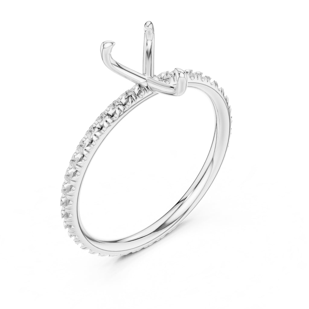 1.00 ct Classic Pavé Solitaire 1ct White Gold Pear