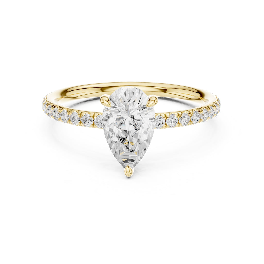 1.00 ct Classic Pavé Solitaire 1ct Yellow Gold Pear