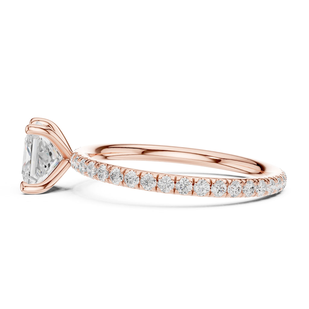 1.00 ct Classic Pavé Solitaire 1ct Rose Gold Princess