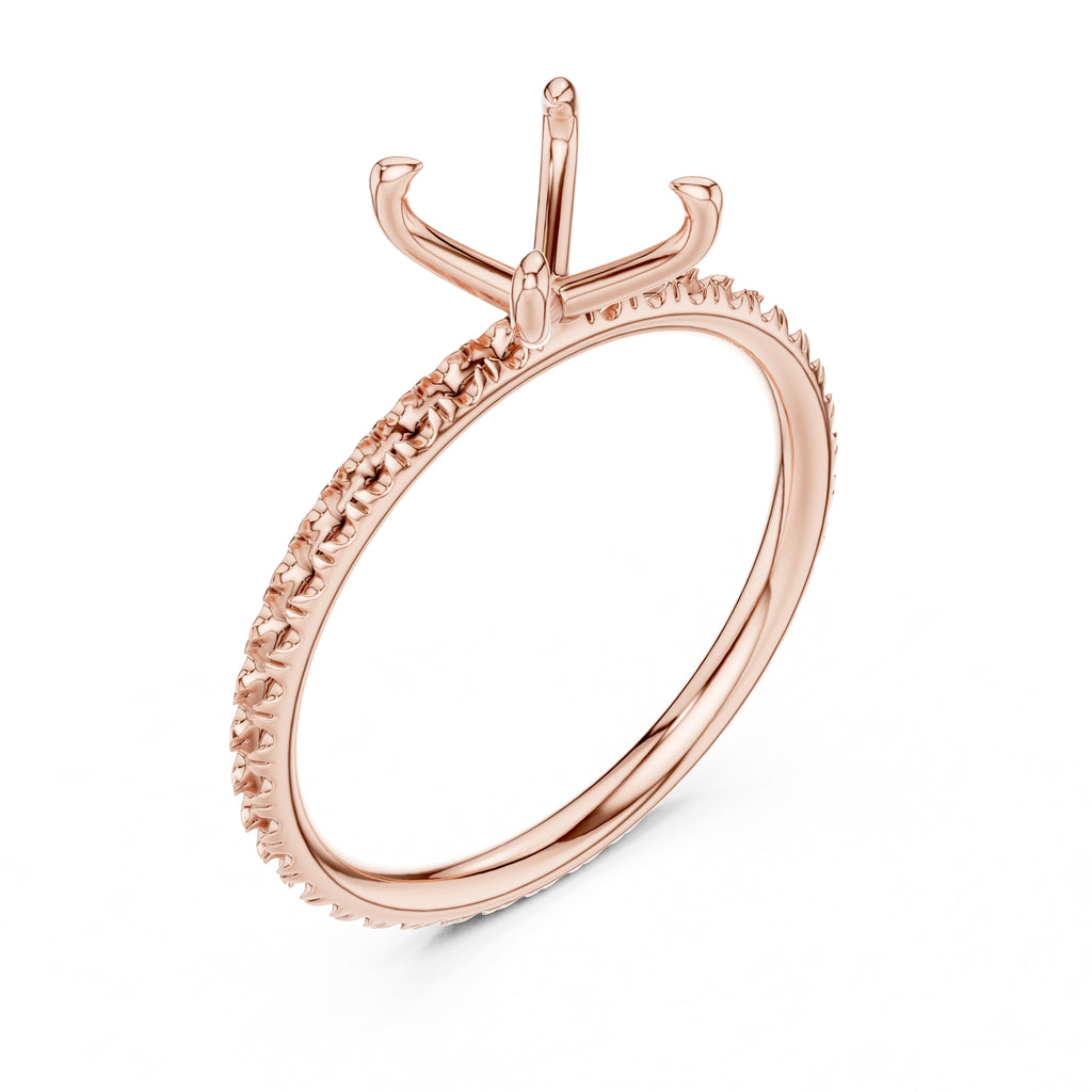 1.00 ct Classic Pavé Solitaire 1ct Rose Gold Princess