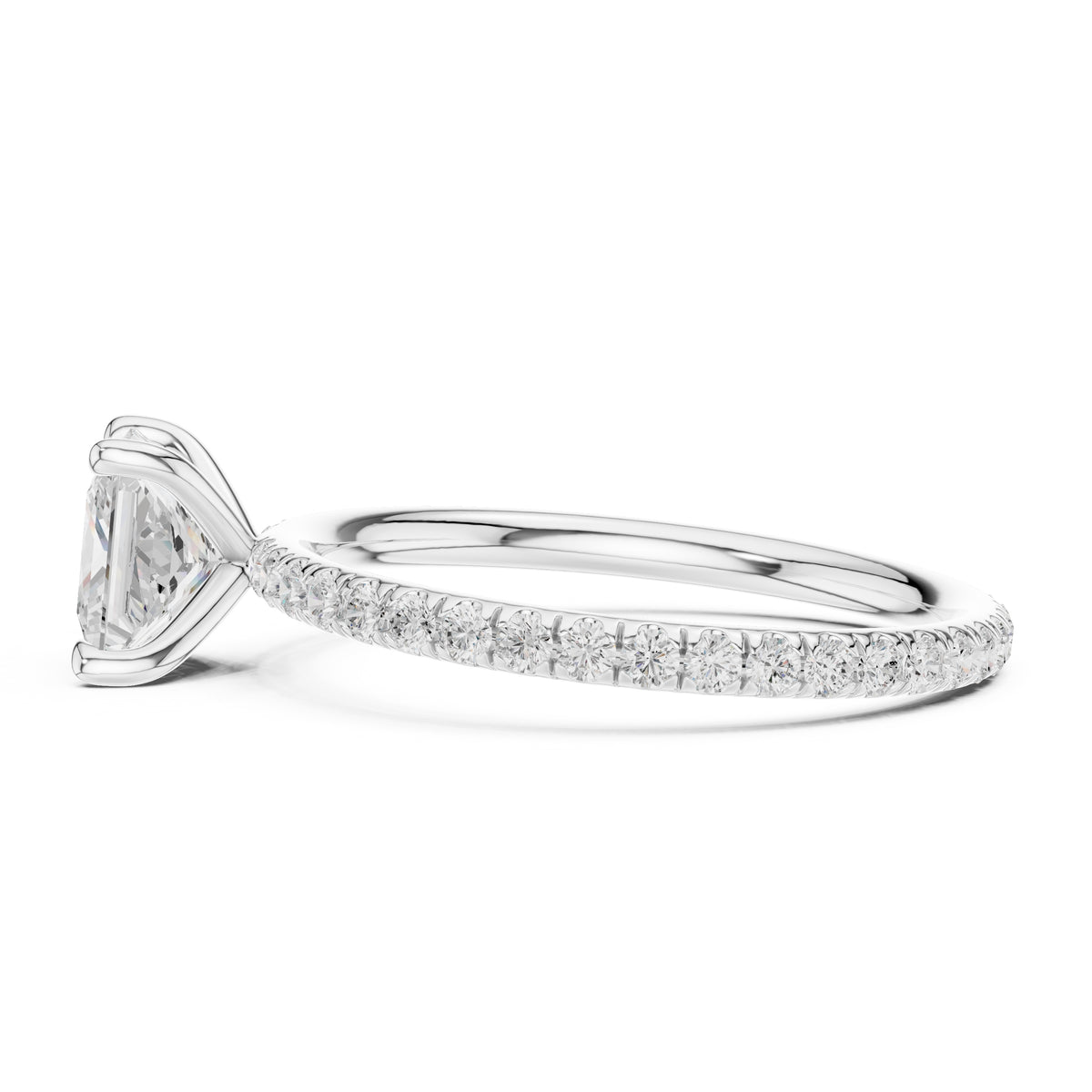 1.00 ct Classic Pavé Solitaire 1ct White Gold Princess