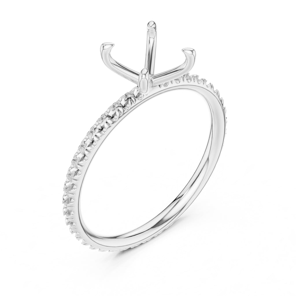 1.00 ct Classic Pavé Solitaire 1ct White Gold Princess