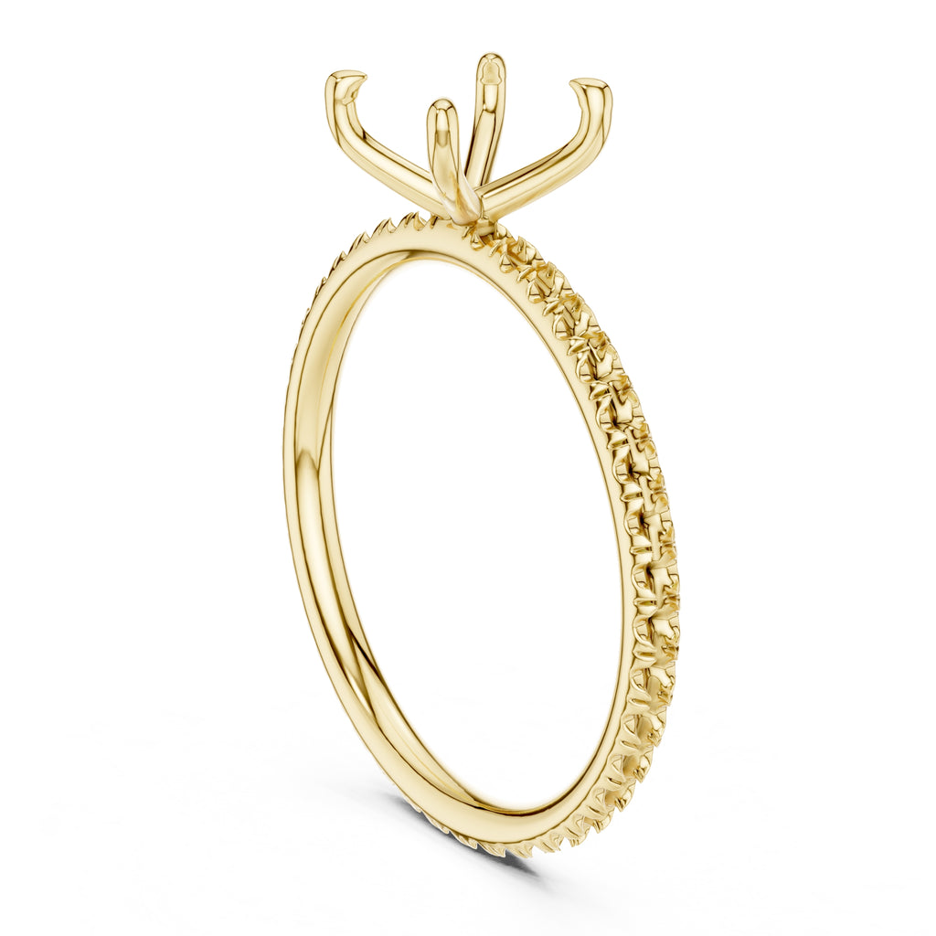 1.00 ct Classic Pavé Solitaire 1ct Yellow Gold Princess