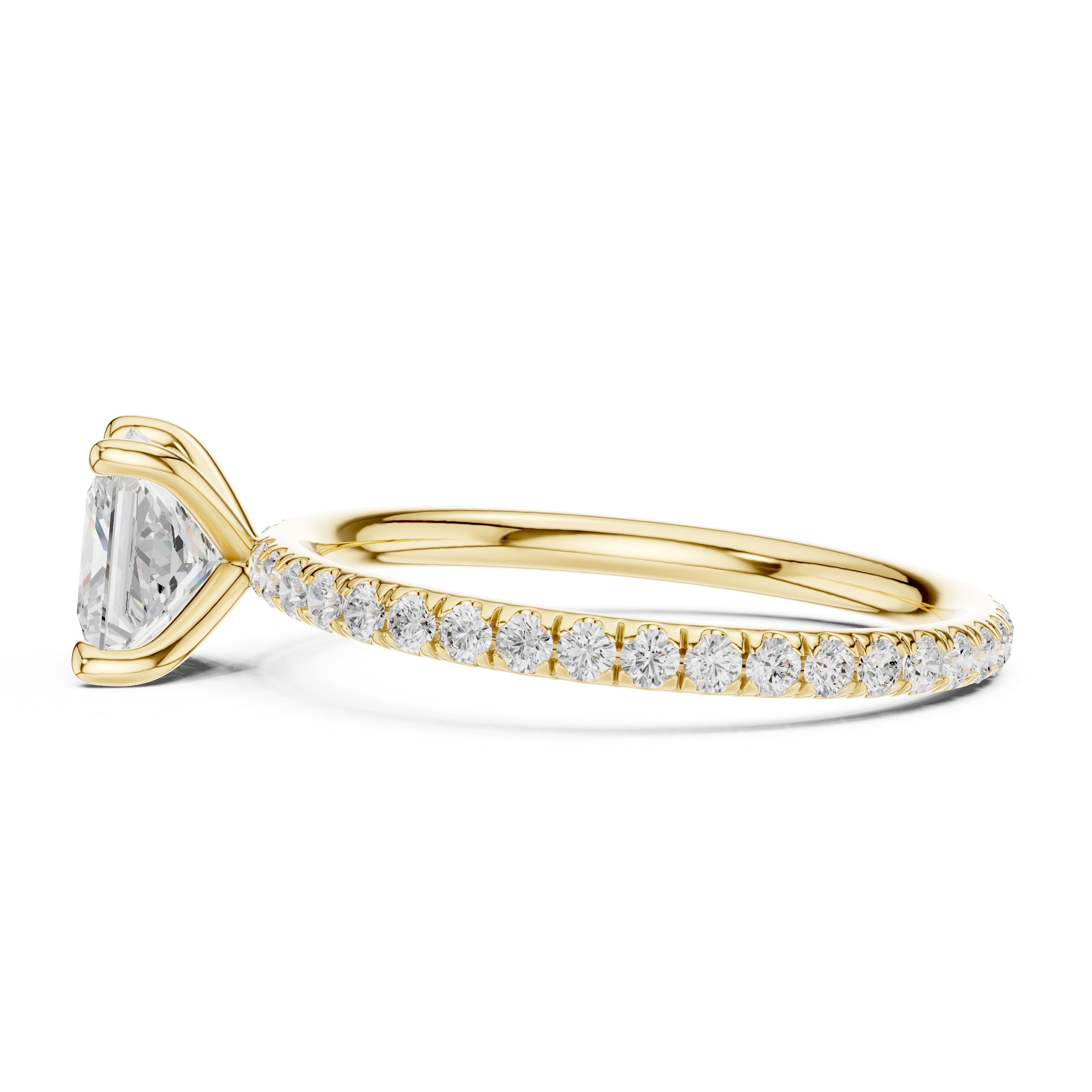 1.00 ct Classic Pavé Solitaire 1ct Yellow Gold Princess