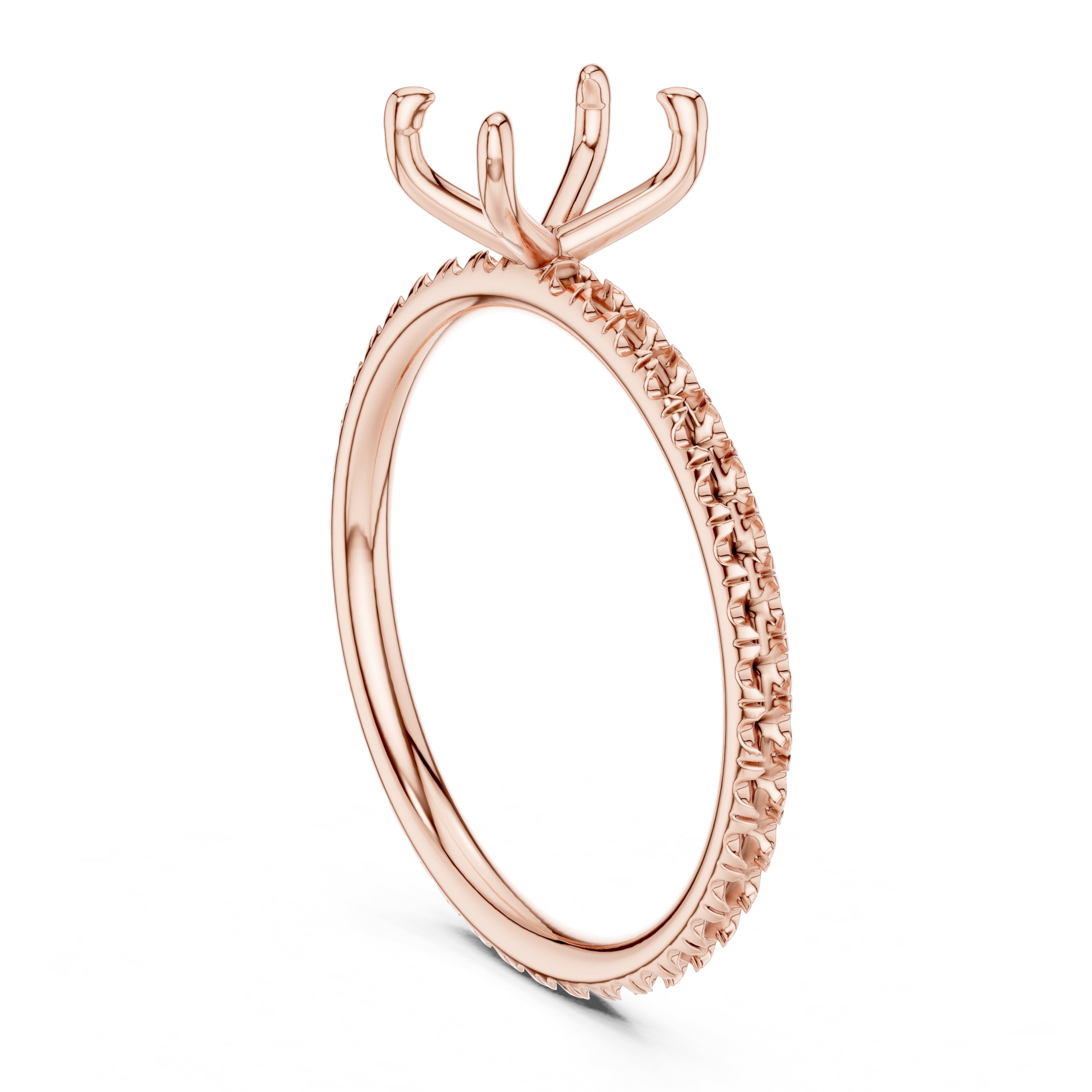1.00 ct Classic Pavé Solitaire 1ct Rose Gold Radiant
