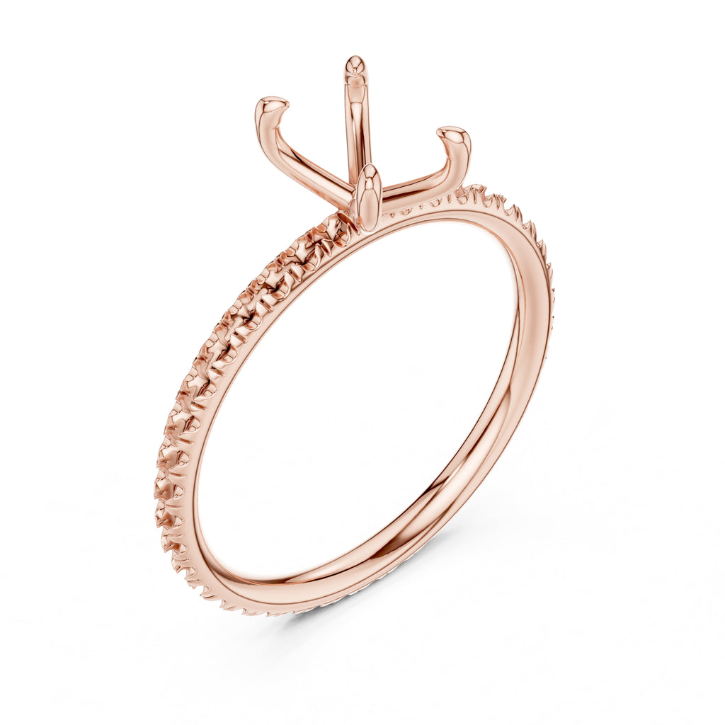 1.00 ct Classic Pavé Solitaire 1ct Rose Gold Radiant