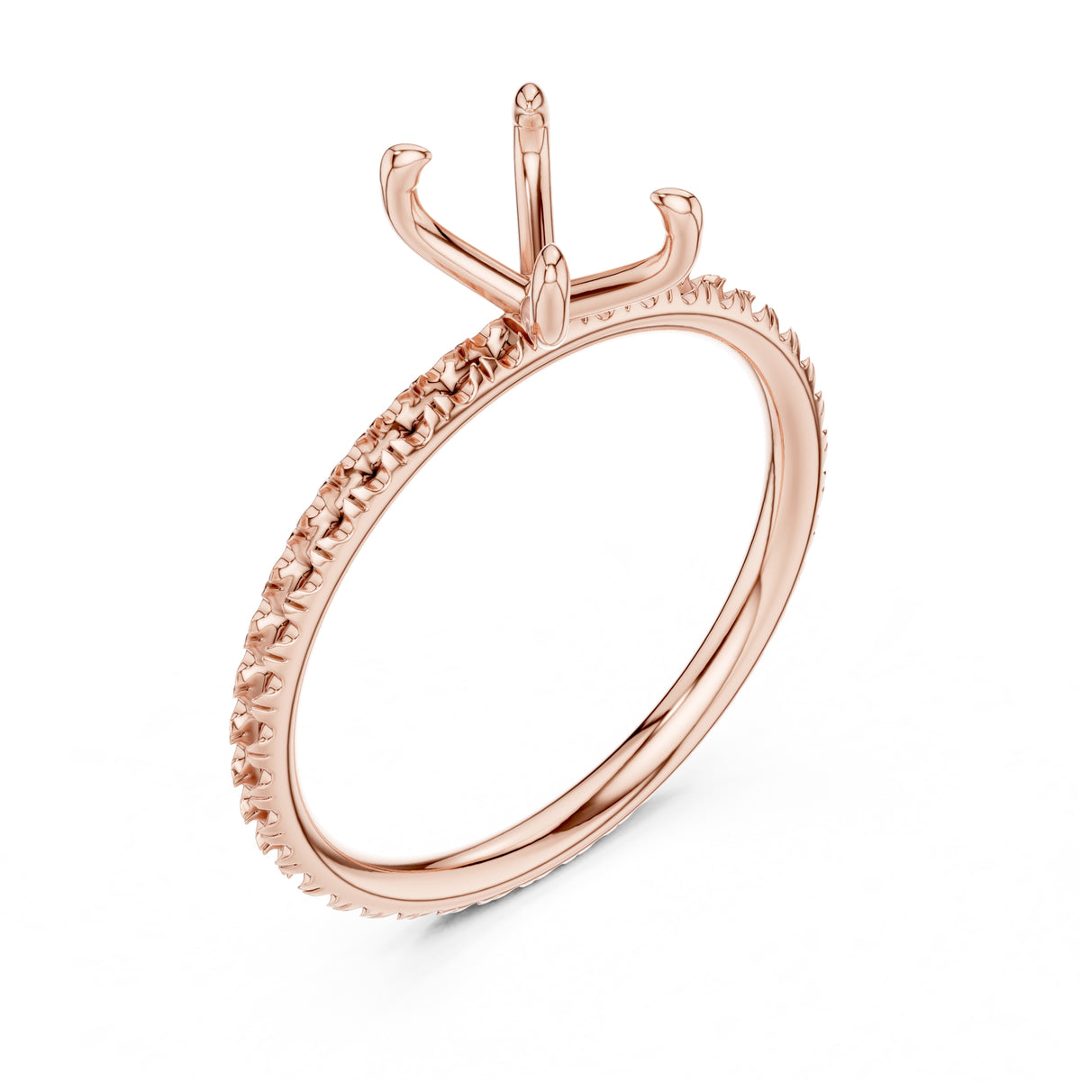 1.00 ct Classic Pavé Solitaire 1ct Rose Gold Radiant