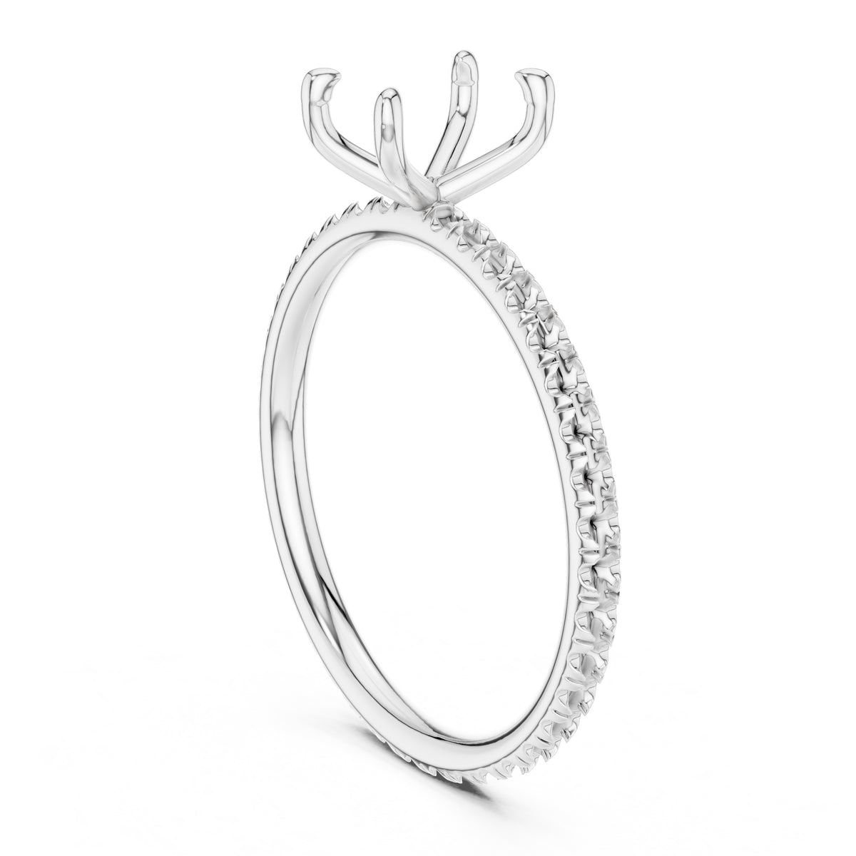 1.00 ct Classic Pavé Solitaire 1ct White Gold Radiant