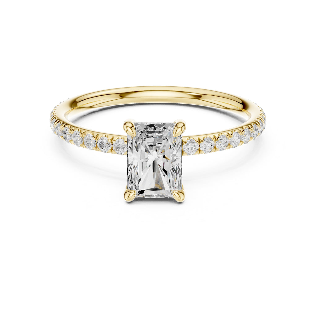 1.00 ct Classic Pavé Solitaire 1ct Yellow Gold Radiant