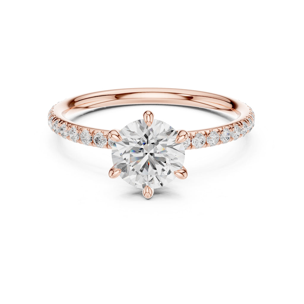 1.00 ct Classic Pavé Solitaire 1ct Rose Gold Round