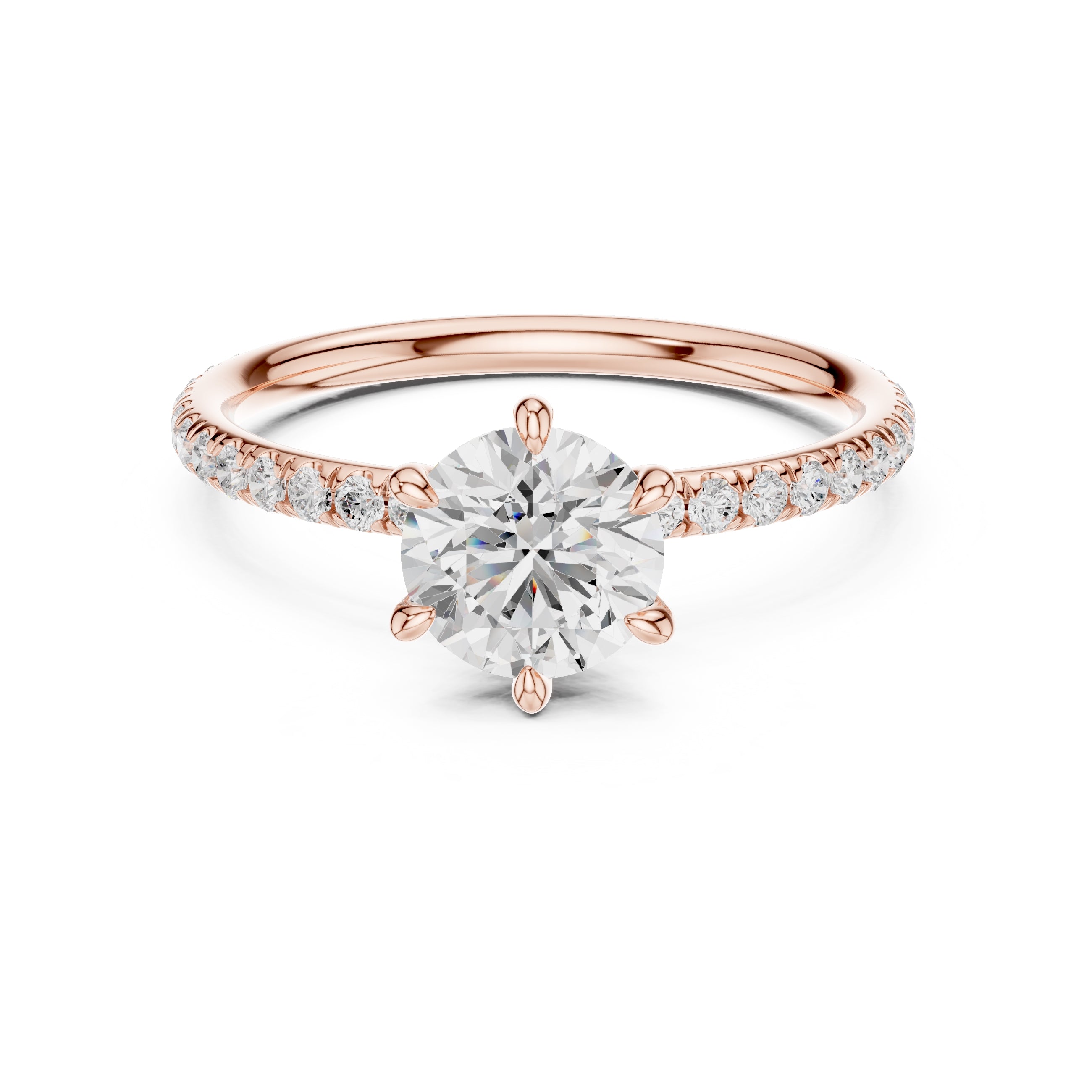 1.00 ct Classic Pavé Solitaire 1ct Rose Gold Round