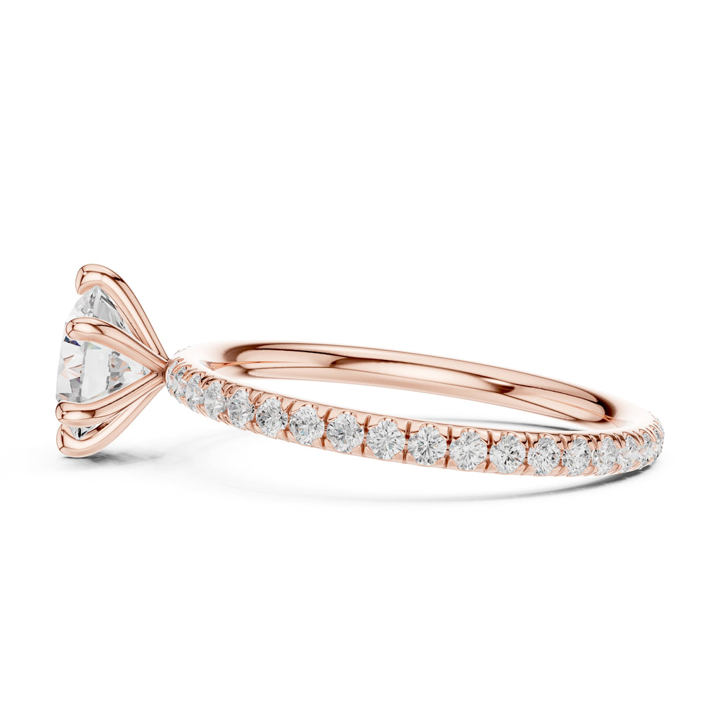 1.00 ct Classic Pavé Solitaire 1ct Rose Gold Round