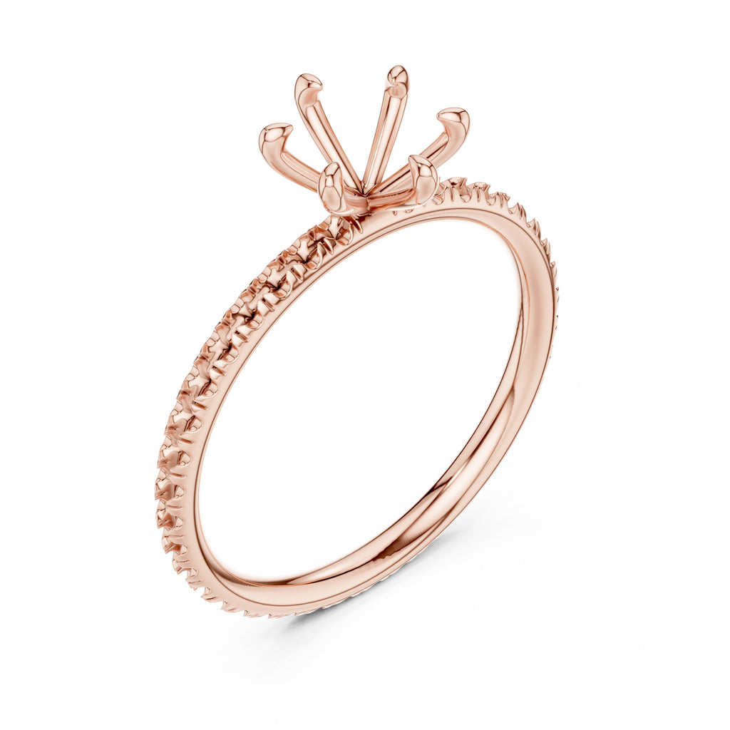 1.00 ct Classic Pavé Solitaire 1ct Rose Gold Round
