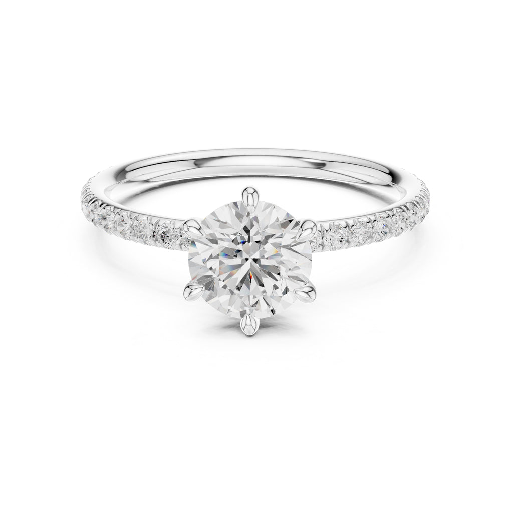 1.00 ct Classic Pavé Solitaire 1ct White Gold Round