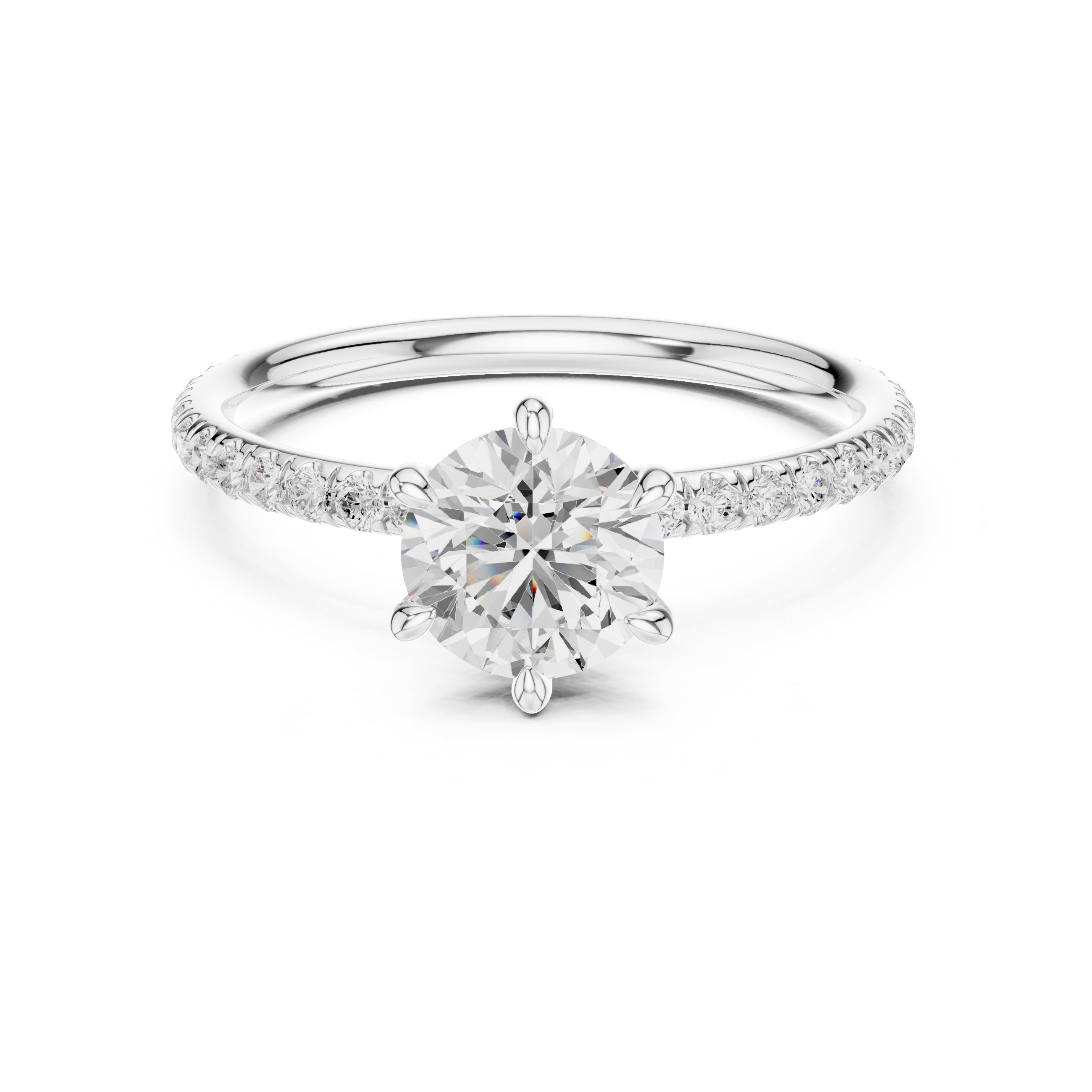 1.00 ct Classic Pavé Solitaire 1ct White Gold Round