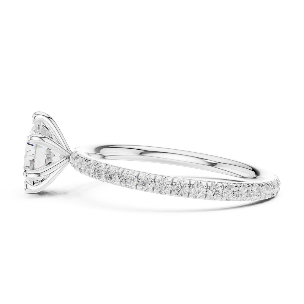 1.00 ct Classic Pavé Solitaire 1ct White Gold Round