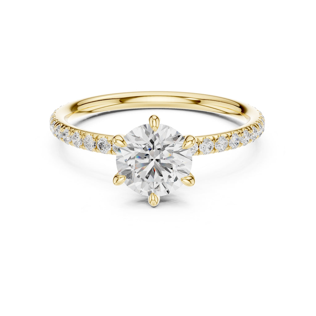 1.00 ct Classic Pavé Solitaire 1ct Yellow Gold Round