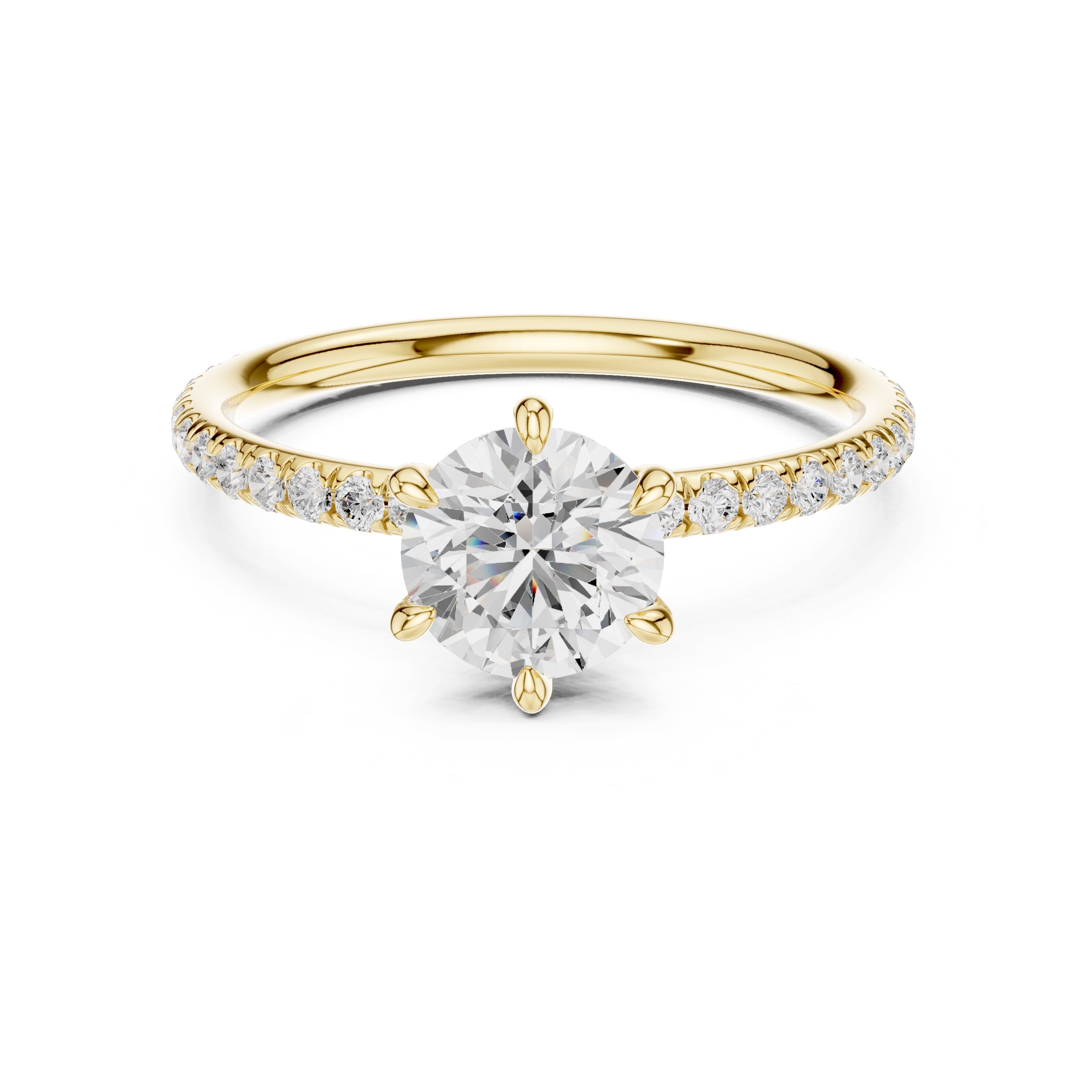 1.00 ct Classic Pavé Solitaire 1ct Yellow Gold Round